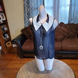 New navy blue sheer blouse!